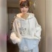Sweet Style Cartoon Embroidery Fleece Hoodie Women's Casual Student 
