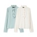 Ruffle trimmed ruffle collar viscose top