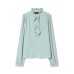 Ruffle trimmed ruffle collar viscose top