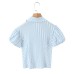 Striped bubble sleeve lapel top