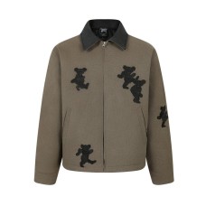 Embroidered canvas workwear jacket with teddy bear