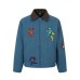 Embroidered canvas workwear jacket with teddy bear