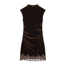 Style Lace Velvet Elegant A-Line Dress