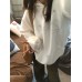 Style Silver Thread Star Embroidery Hooded White Sweatshirt for Women