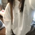 Style Silver Thread Star Embroidery Hooded White Sweatshirt for Women