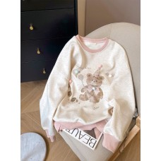 Fresh Design Color-Block Bear Crewneck Sweatshirt 