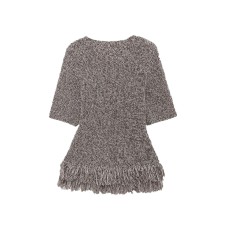 Fringe Knit Round Neck Short Sleeve Top