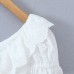 Retro lace collar with bubble sleeves slim fit single breasted top Retro lace collar with bubble sleeves slim fit single breasted top