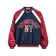 Color blocked raglan V-neck baseball jersey