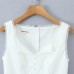 Spicy girl's small lapel slim fit zipper sleeveless top