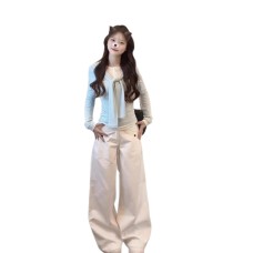 Casual Slim Fit False Two-Piece Long Sleeve Lightweight Top for Women