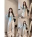 Casual Slim Fit False Two-Piece Long Sleeve Lightweight Top for Women