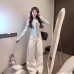 Casual Slim Fit False Two-Piece Long Sleeve Lightweight Top for Women