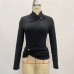 Stand up collar slim fit long sleeves TOP