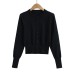 Round neck single breasted long sleeved elastic top
