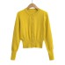 Round neck single breasted long sleeved elastic top