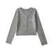 Lace lace patchwork V-neck long sleeved top