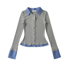 Collar long sleeved slim fit top