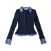 Collar long sleeved slim fit top
