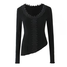 V-neck lace slim top