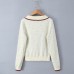 Collar button long sleeved top