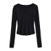 Stand collar opening slim fit long sleeved top