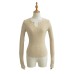 Stand collar opening slim fit long sleeved top