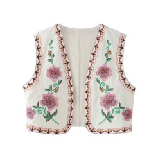 New Women's Fashionable Chic Versatile Classic Embroidered Crop Top