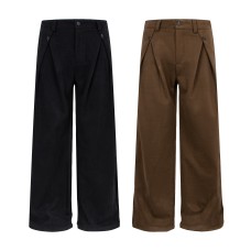 Vintage Style Minimalist Loose Wide-Leg Straight Cut Woolen Vintage Style Minimalist Loose Wide-Leg Straight Cut Woolen