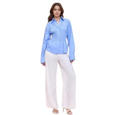 Collar pleated waist cinching top
