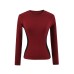 Round neck slim fit long sleeved top