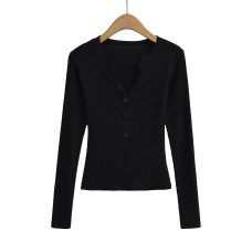 V-neck long sleeved slim top