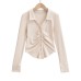 POLO collar round single breasted long sleeved top