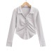 POLO collar round single breasted long sleeved top
