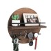 Wall Mounted Retro Wooden Shelf Round Floating Shelf Storage Rack Solid Wood Entryway Decorative Rack Hallway Key Holder