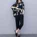 Fashionable Loose Two-Piece Set for Plus-Size WomenShort Sleeve Top with Tummy Coverage Comfortable and Slimming Design