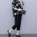 Fashionable Loose Two-Piece Set for Plus-Size WomenShort Sleeve Top with Tummy Coverage Comfortable and Slimming Design