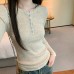 Half-Open Collar Buttoned Regular Shoulder Slim-Fitting Long Sleeve Inner Knit Top
