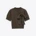 Round neck versatile bow tie short sleeved knitted top