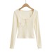 Square collar long sleeved slim top Square collar long sleeved slim top