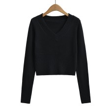 V-neck long sleeved short top