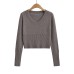 V-neck long sleeved short top