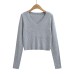 V-neck long sleeved short top