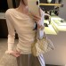 Elegant Soft Pink Off-Shoulder Knit Top for Women Slim Fit Innerwear