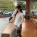 Pink V-Neck Ribbed Long Sleeve Knit Top for Women, Slim Fit, Inner Wear