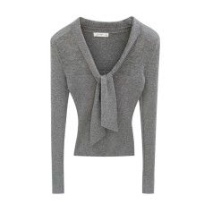 V-Neck Slim Fit Long Sleeve Knit Top for Women V-Neck Slim Fit Long Sleeve Knit Top for Women