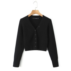 V-neck single breasted long sleeved top
