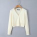 V-neck single breasted long sleeved top