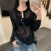 Chic Sheer Knit Long Sleeve Cover-Up for Women, Lightweight and Breathable