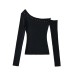 Solid color off shoulder top with sloping shoulders Solid color off shoulder top with sloping shoulders